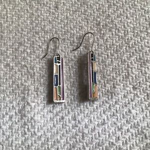 Long rectangle multicolor earrings